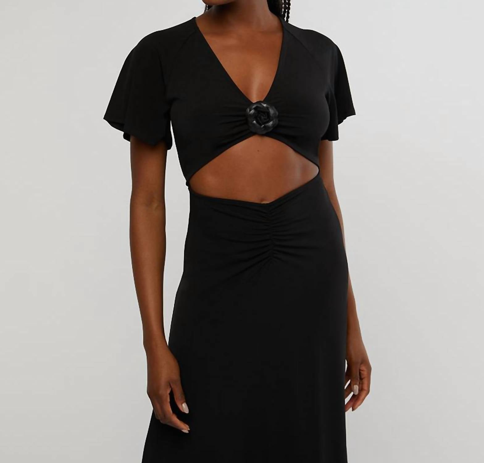 We Wore What - Cut Out Rosette Asymmetrical Dress
