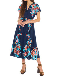 ALLISON NEW YORK Lizzy Midi Dress in navy floral - women's dress - view 5