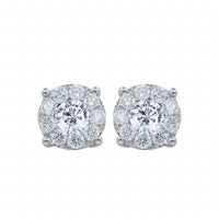 Diana M Jewels - 0.80 Cts Diamond Halo Stud Earrings