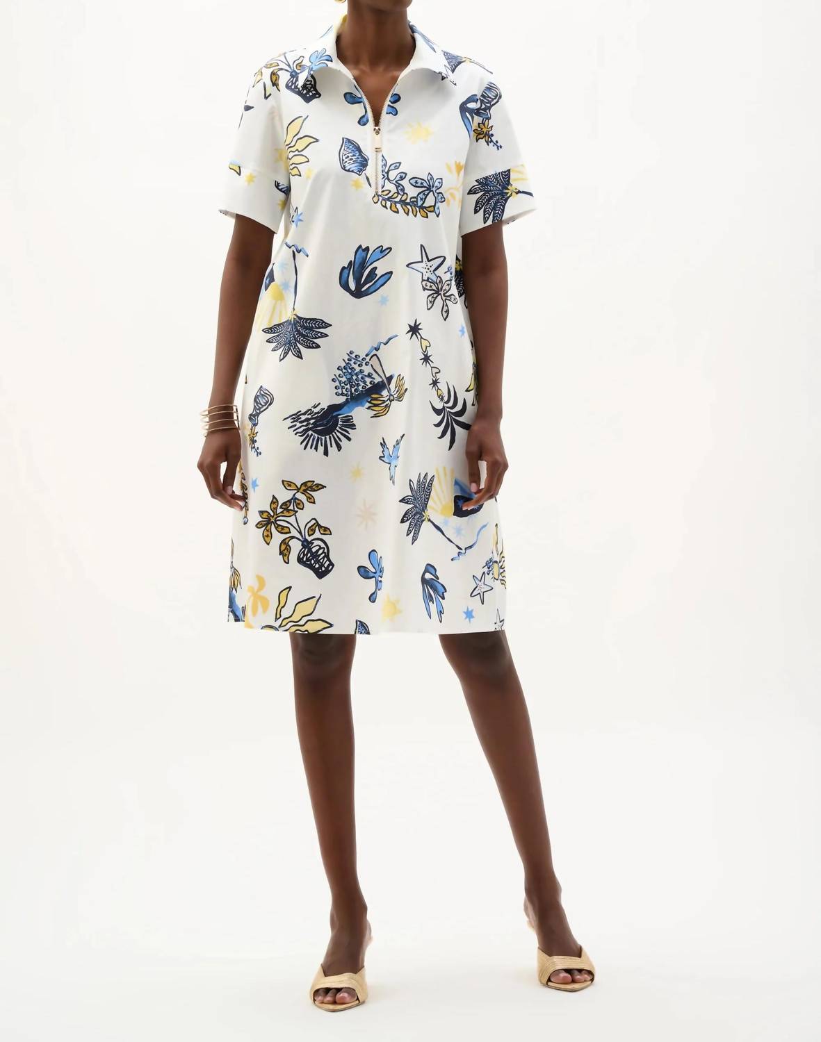 Joseph Ribkoff - Tropical Print A-line Shirt Dress