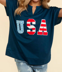 Haptics - Give Me Liberty Boxy Short Seeve V-neck Tee