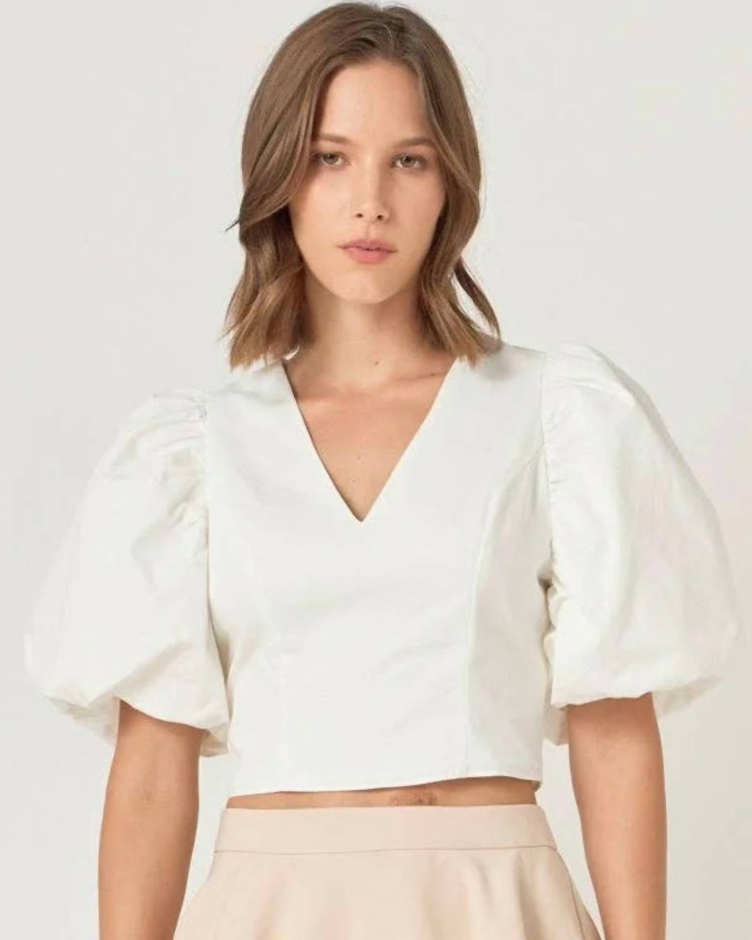 Endless Rose - Puff Sleeve Crop Top