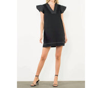 Thml - Striped Flutter Sleeve V-Neck Dress
