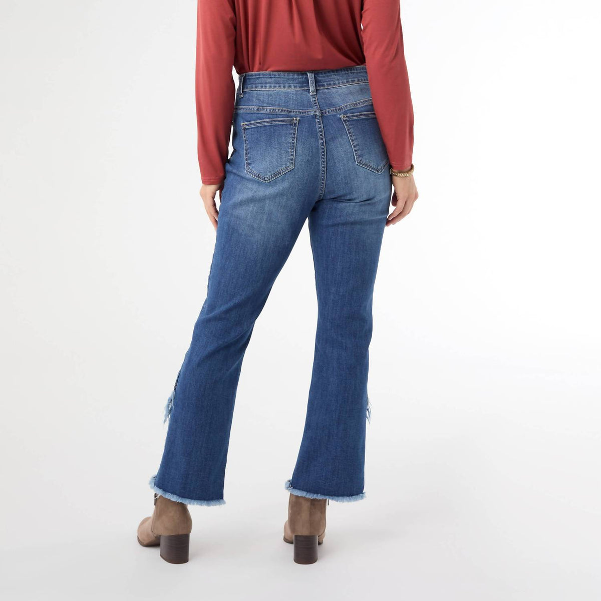 Coco + Carmen - Bambu Soft Straight Ankle Jean with Crossover Fringe Bottom