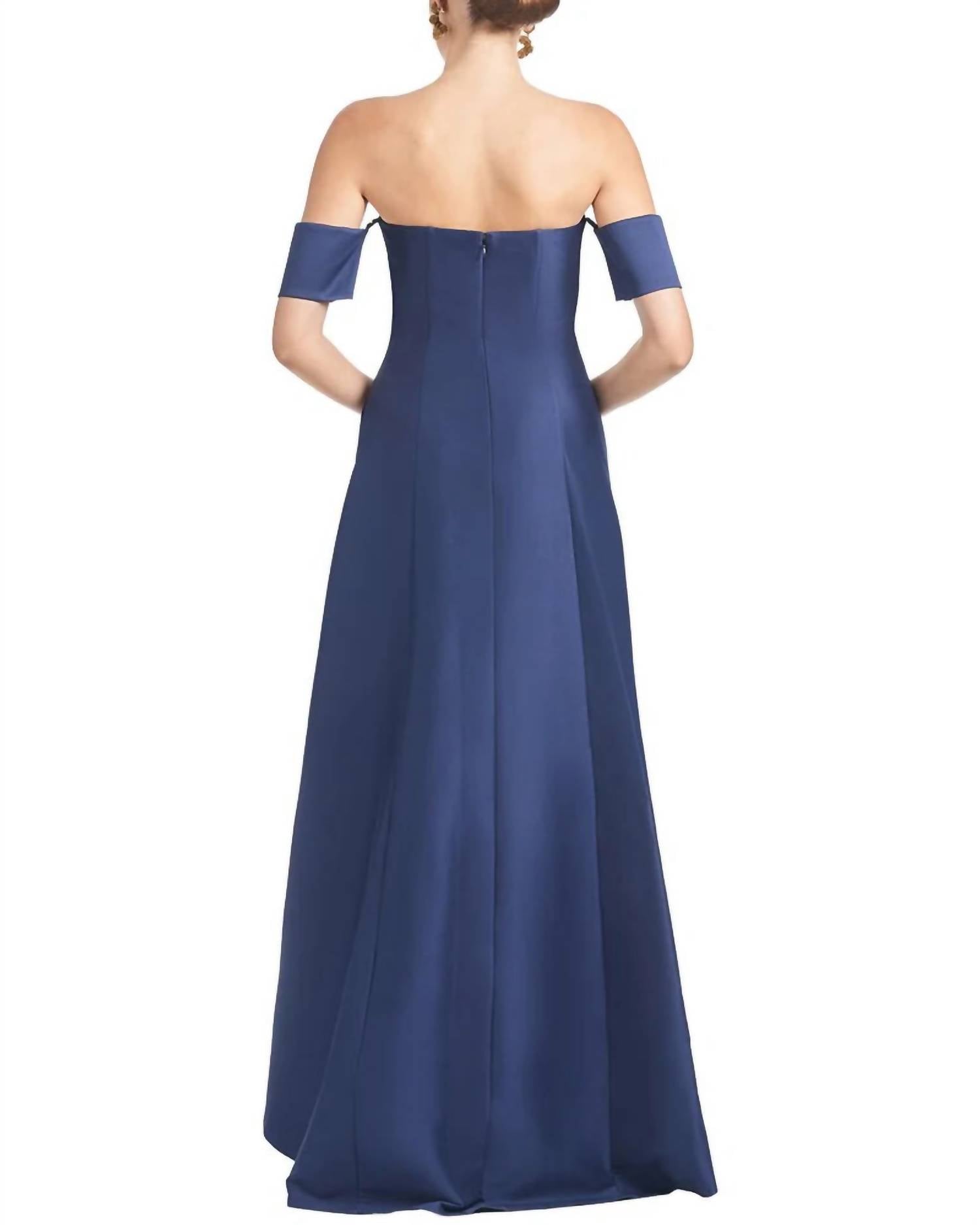 SACHIN & BABI Agyness Hi-lo Strapless Gown in blue - women's dress - detail view
