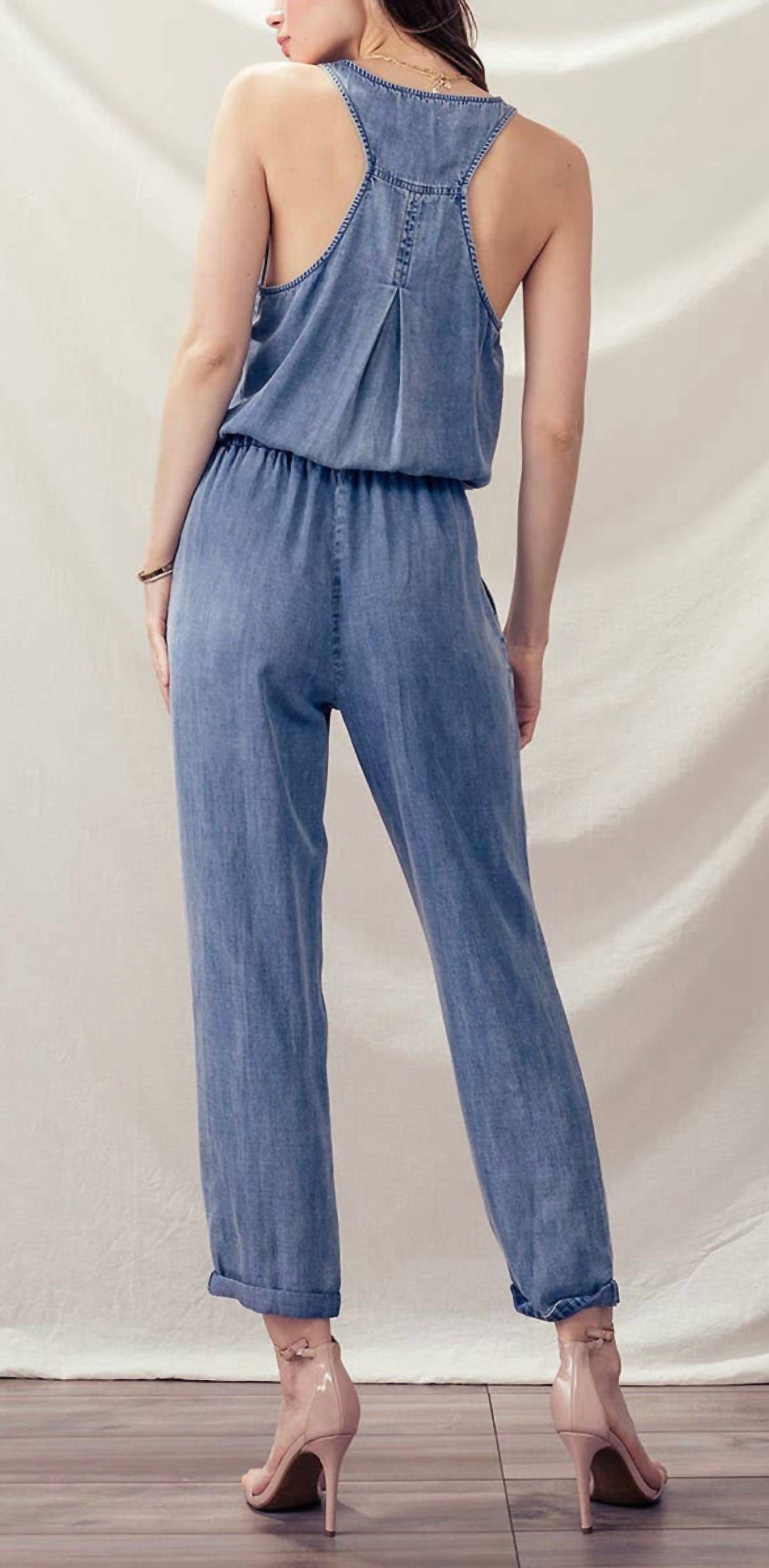 Urban Daizy - Drawstring Sleeveless Jumpsuit