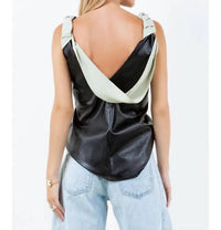Whiteroom+Cactus - Contrast Drape Pu Tank Top