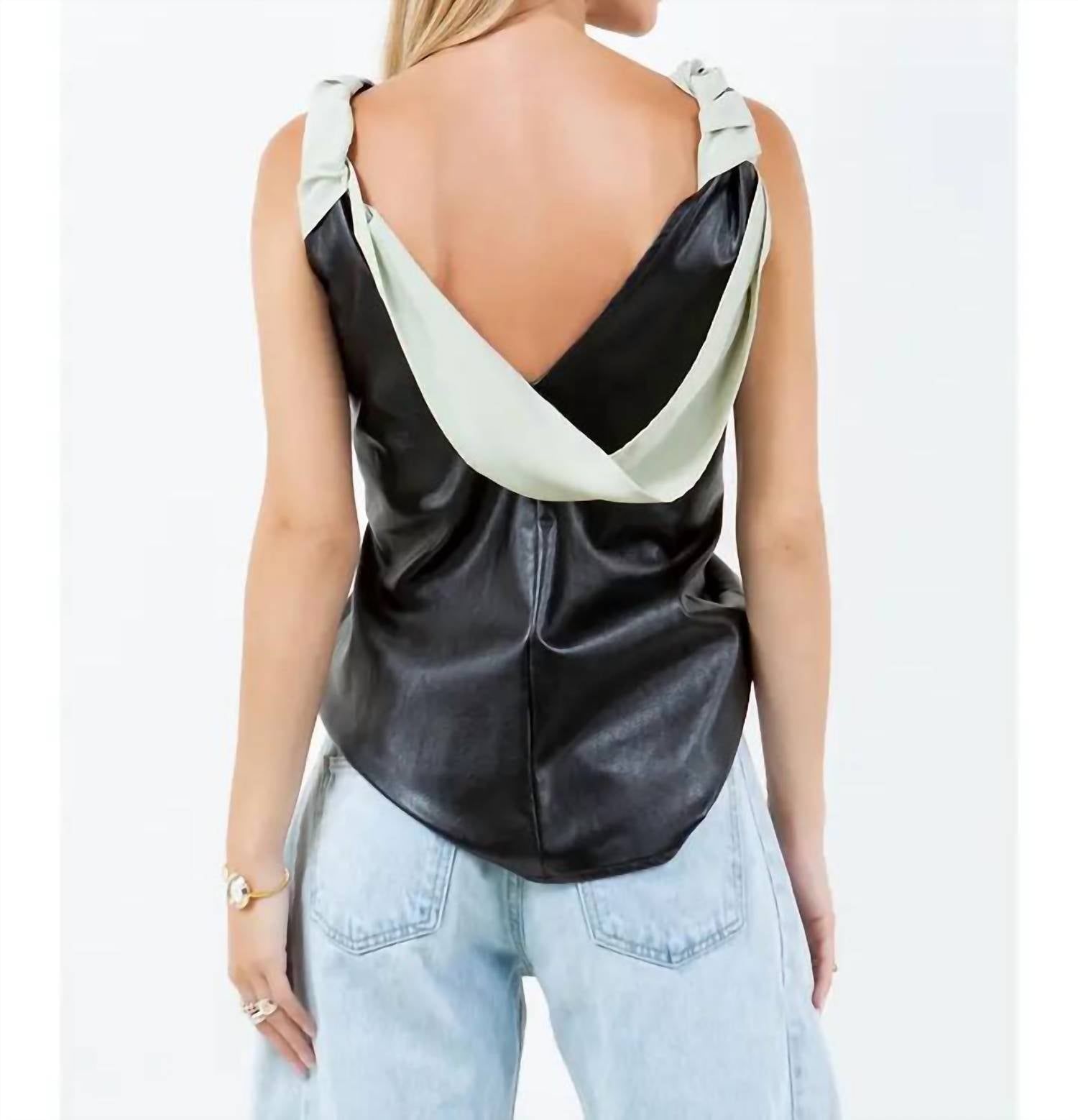 Whiteroom+Cactus - Contrast Drape Pu Tank Top