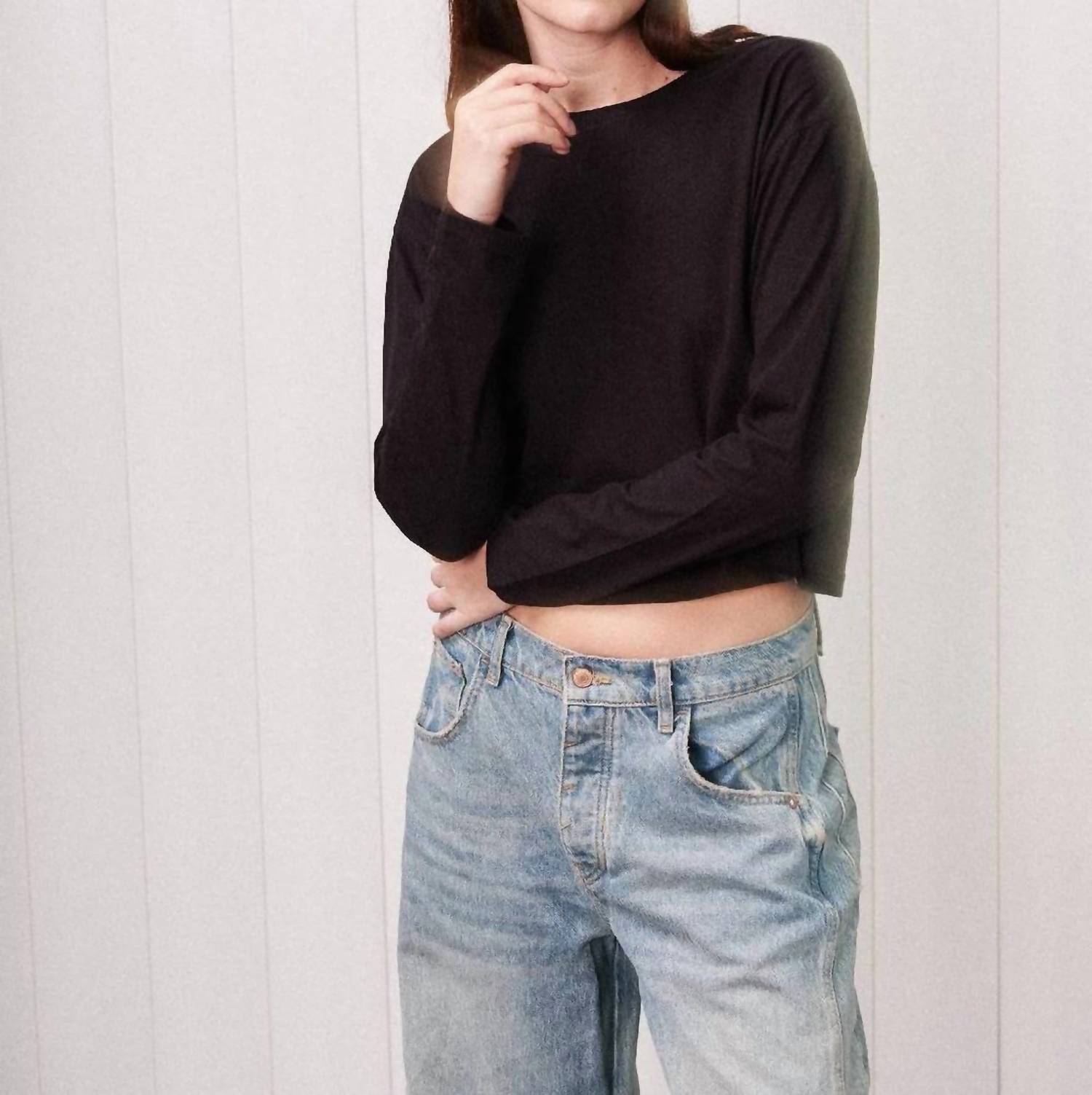 Stateside - Women's Cloud Jersey Long Sleeve Boxy Crew Sweatshirt