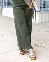 Entro - Embroidered Border Hem Pants