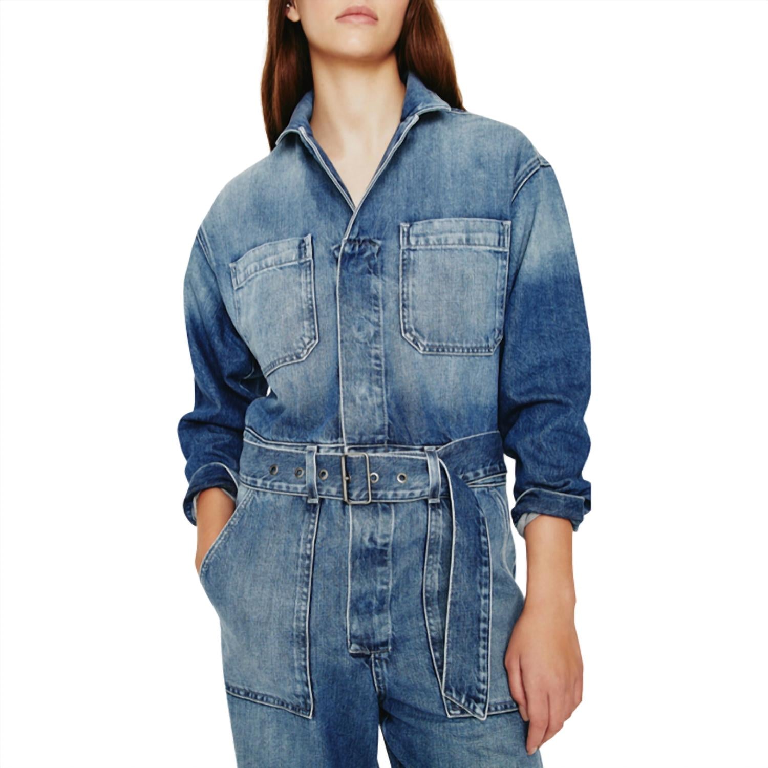 AG Jeans Women's Ryleigh Jumpsuit in denim - women's pants - detail view