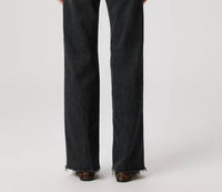 Paige Anessa High Rise Wide Leg Jeans With Raw Hem in viper black distressed - women's jeans - alternate view