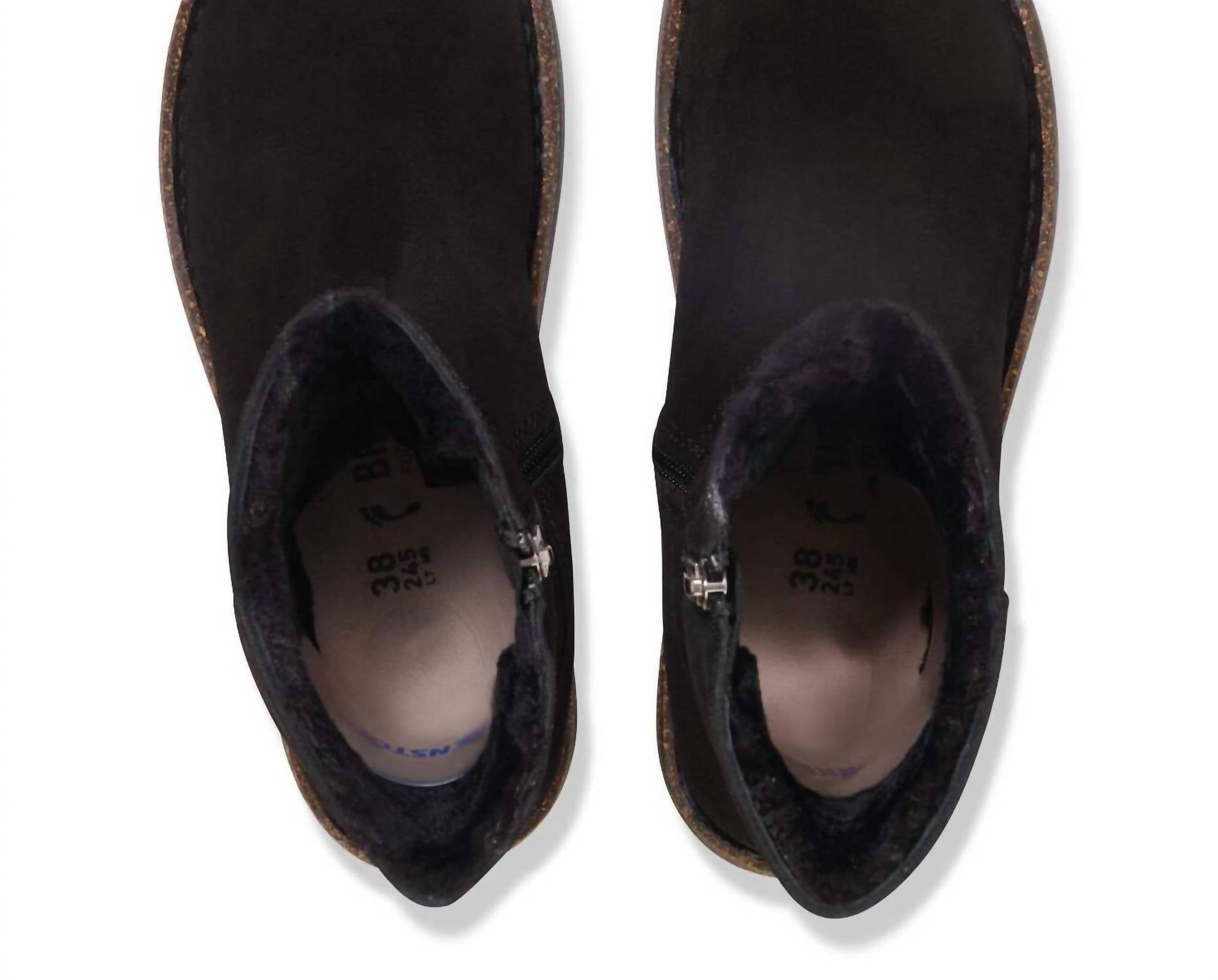 BIRKENSTOCK Women's Uppsala Zip Shearling Boot in black - women's shoe - detail view