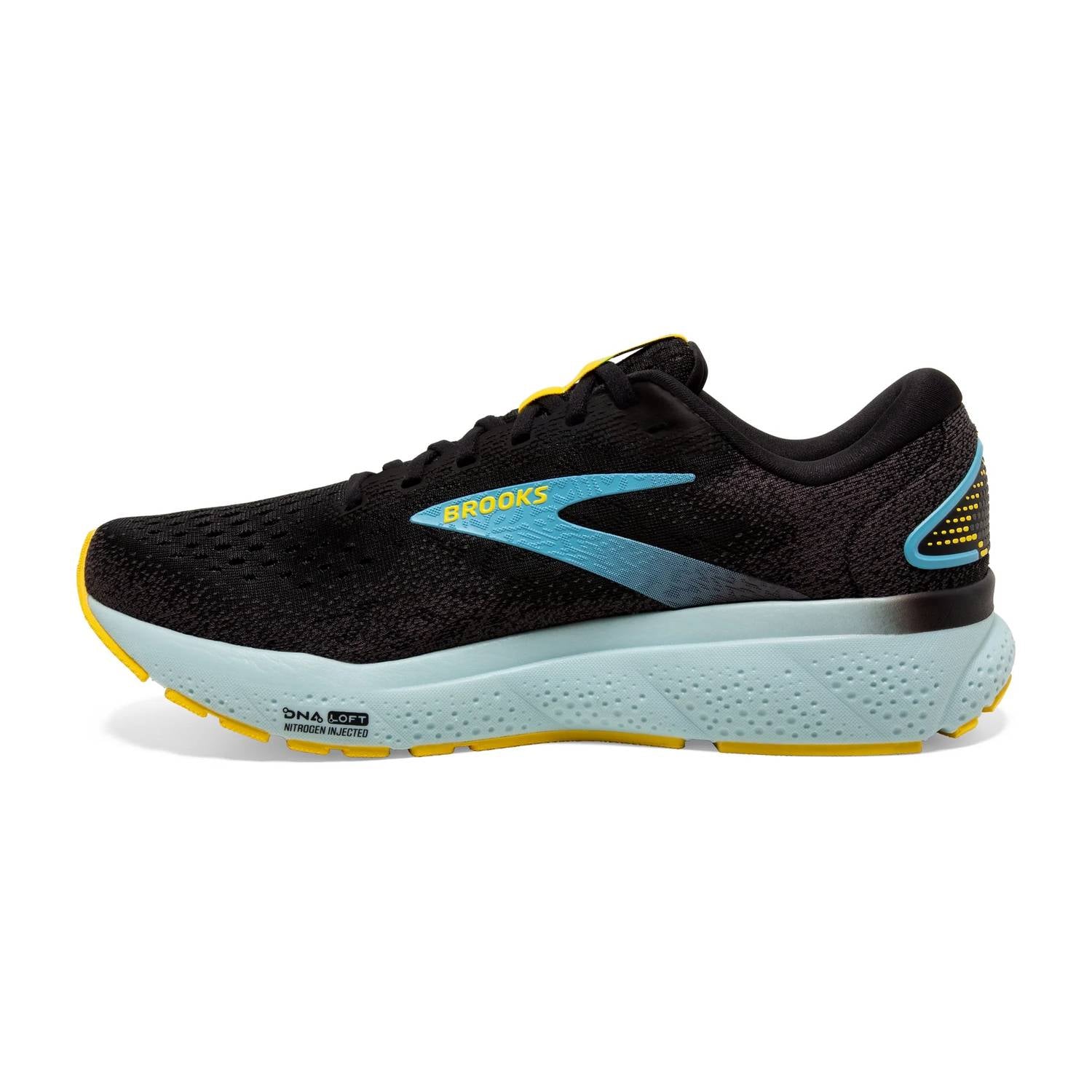 BROOKS Men's Ghost 16 Running Shoes in black forged iron blue - men's shoe - alternate view