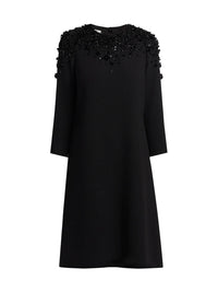 Teri Jon - Crepe Floral Beaded Applique Cocktail Dress