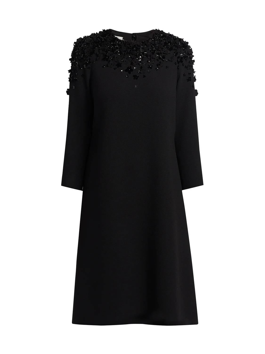 Teri Jon - Crepe Floral Beaded Applique Cocktail Dress