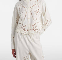 Veronica Beard Aderes Eyelet Shirt in dove - women's shirt