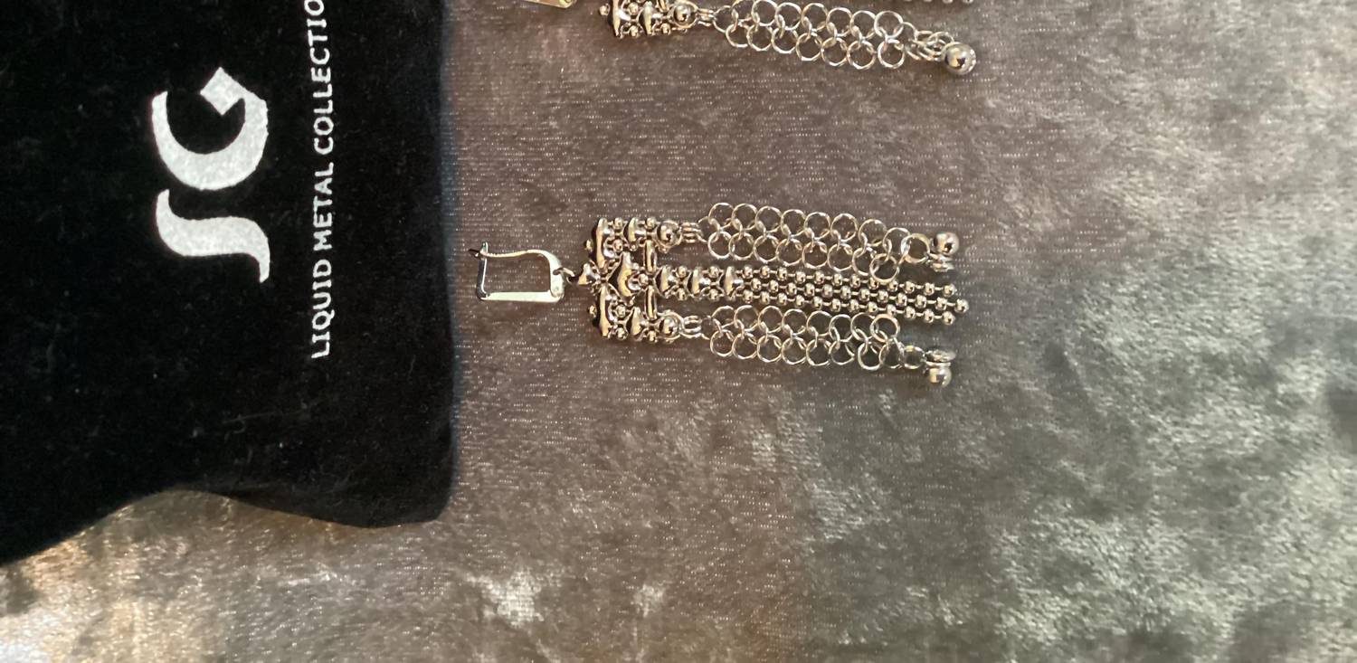 Sg Liquid Metal - chain drop earrings