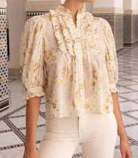 Oliphant - Carlin Ruffle Front Button Blouse