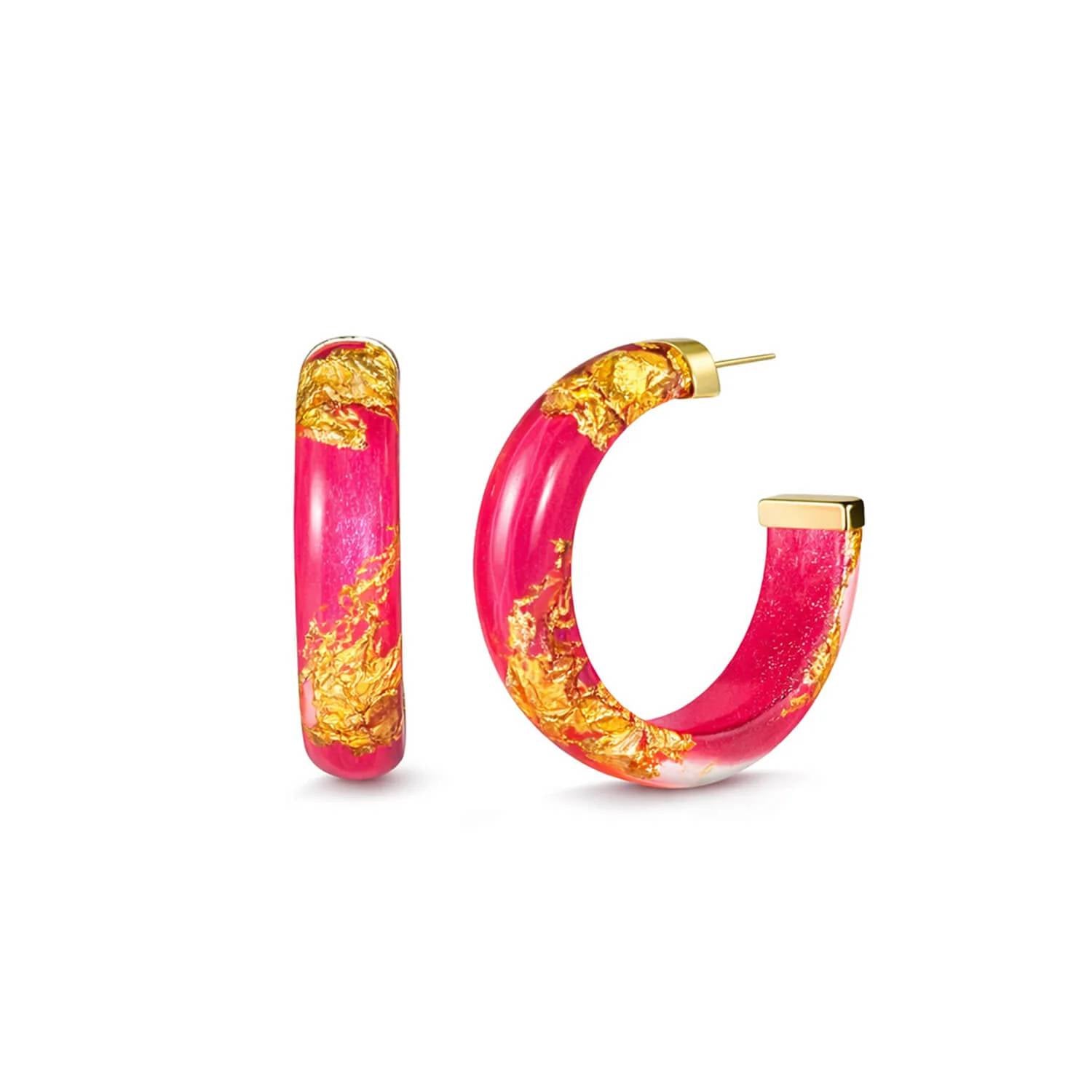 Gold & Honey - Women's Small Lucite Hoop Earrings