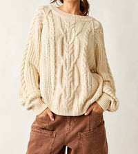 Free People Frankie Cable Sweater in ivory - women's sweater