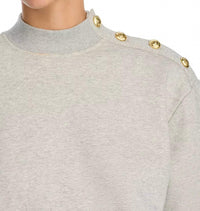 Derek Lam 10 Crosby Hylda French Terry Button Shoulder Sweatshirt in grey - women's sweater - view 4