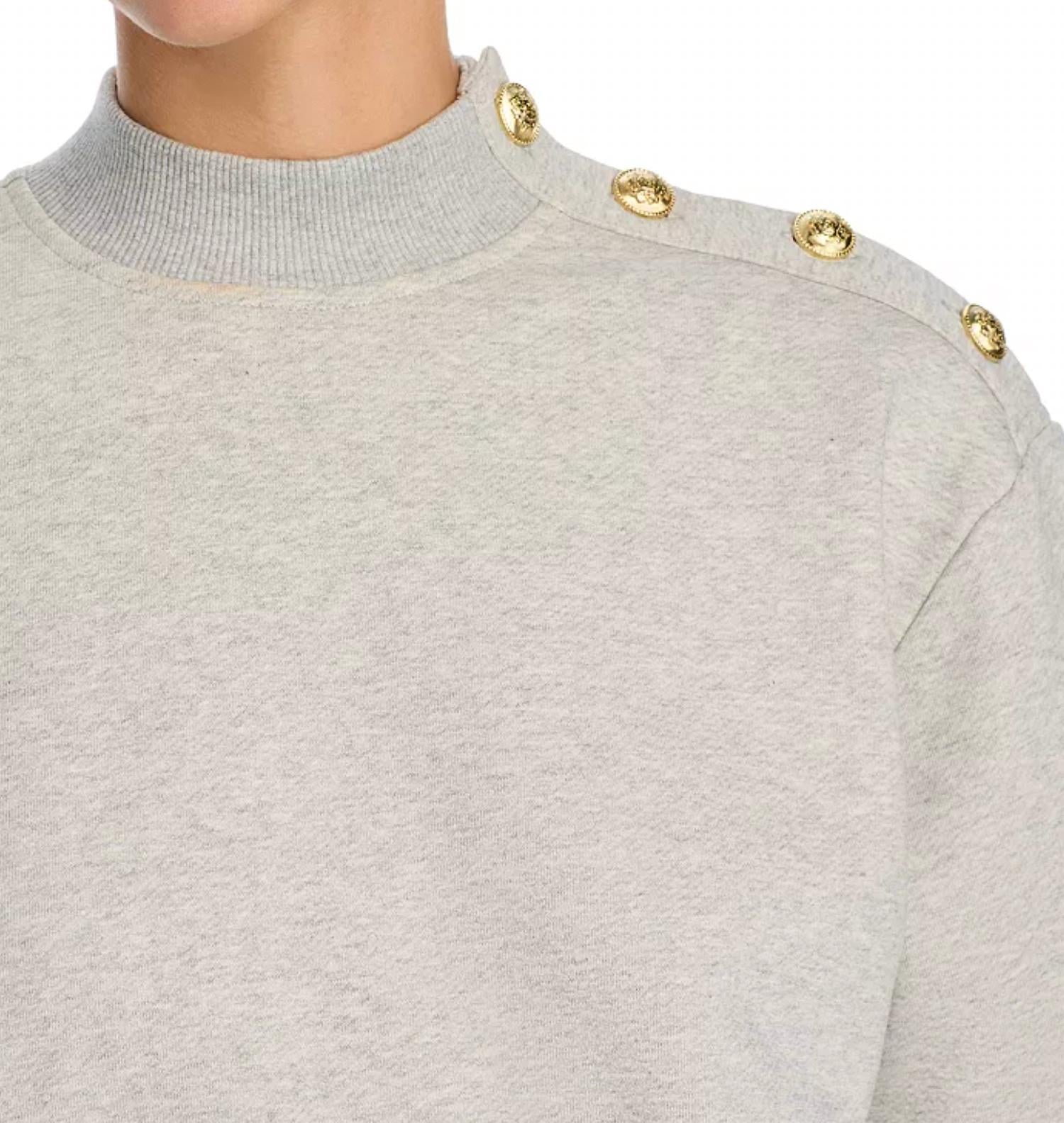 Derek Lam 10 Crosby Hylda French Terry Button Shoulder Sweatshirt in grey - women's sweater - view 4