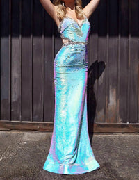 Cinderella Divine - Fitted Sexy Gown With Open Back And Flip Sequin Effect