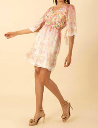 HALE BOB Washed chiffon dress in pink multi - women's dress - alternate view