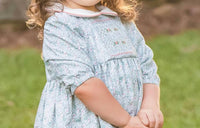 THE PROPER PEONY Darcey Collared Dress in light blue - kids' dress - detail view