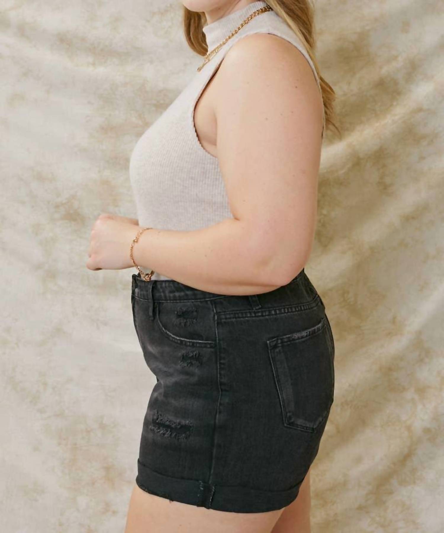 Kancan - High Rise Denim Shorts - Plus