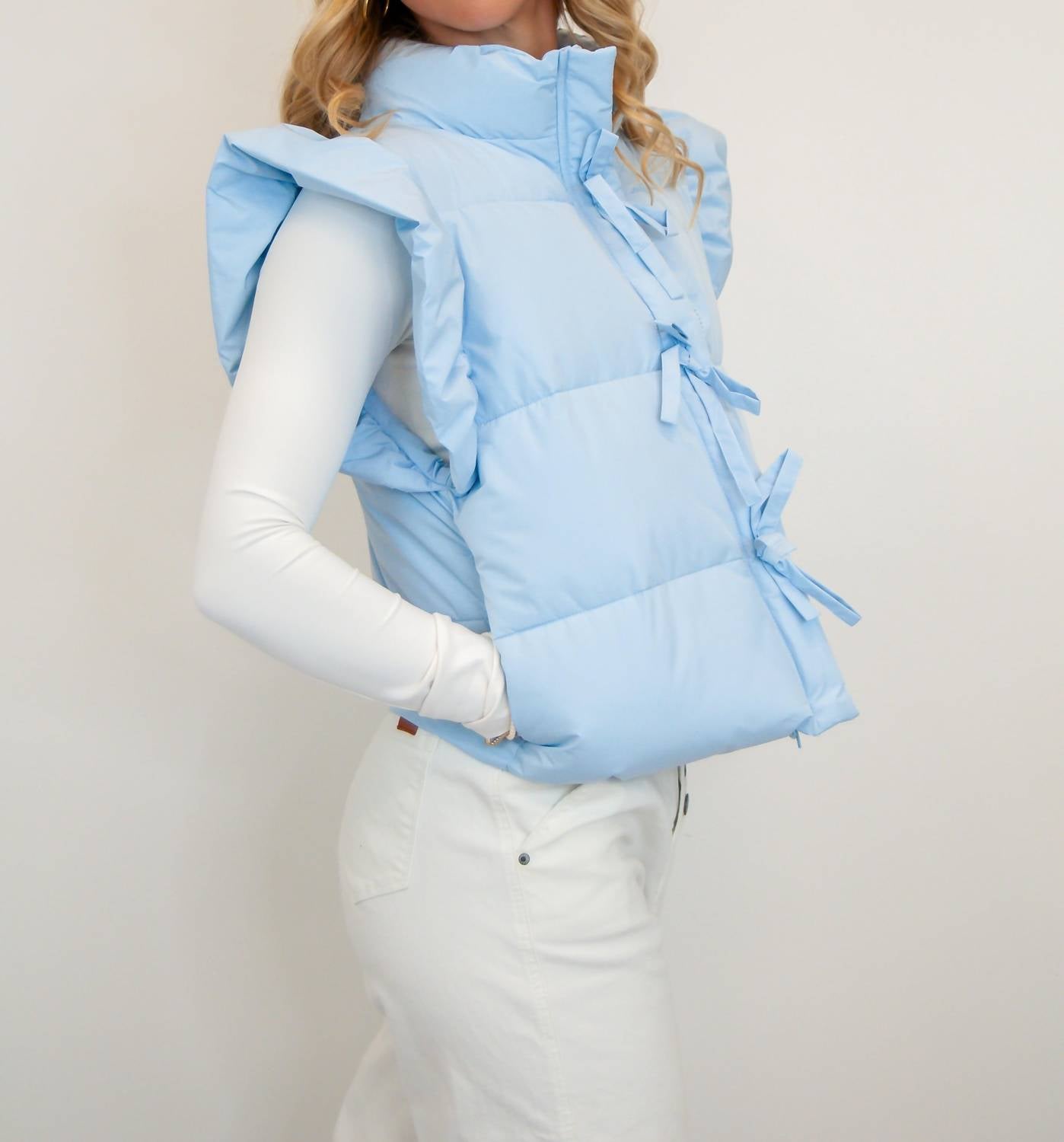 Main Strip - Ruffle With Bows Puffer Vest