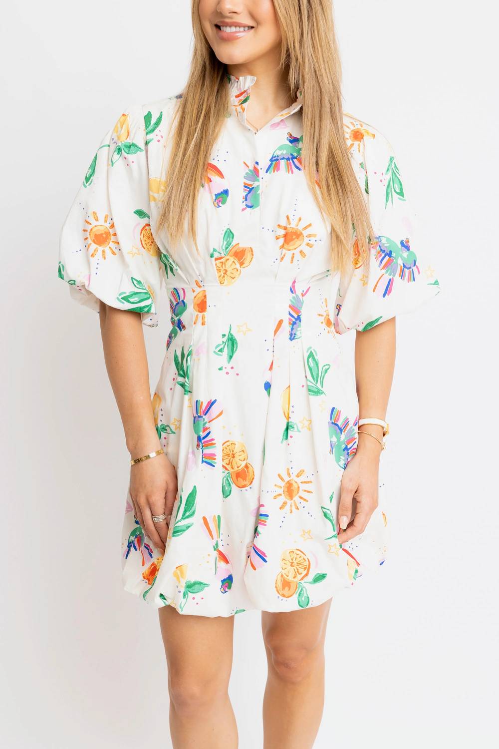 Karlie - Toucan Fruit Bubble Hem Dress