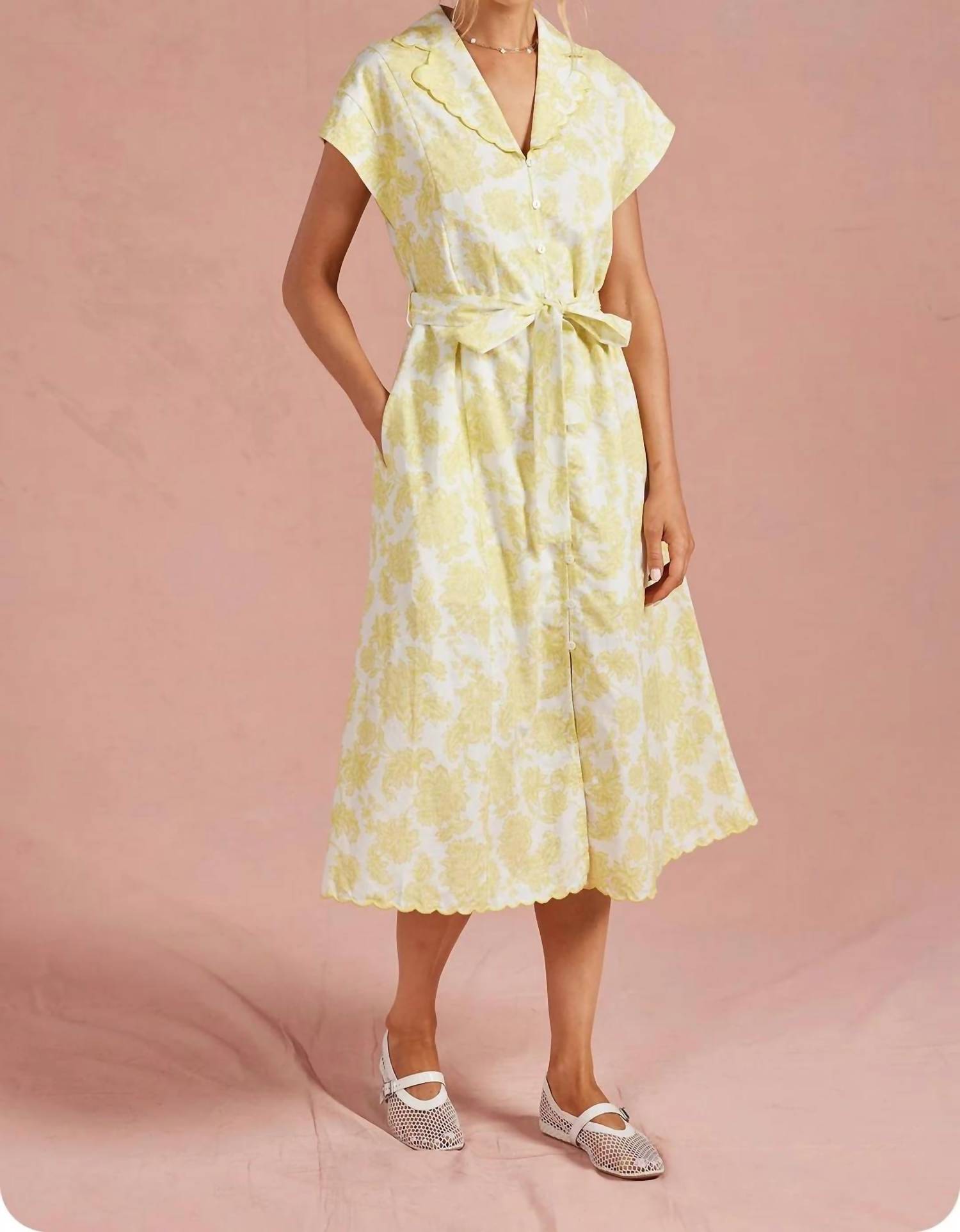 Strut & Bolt - Scalloped Shirt Midi Dress