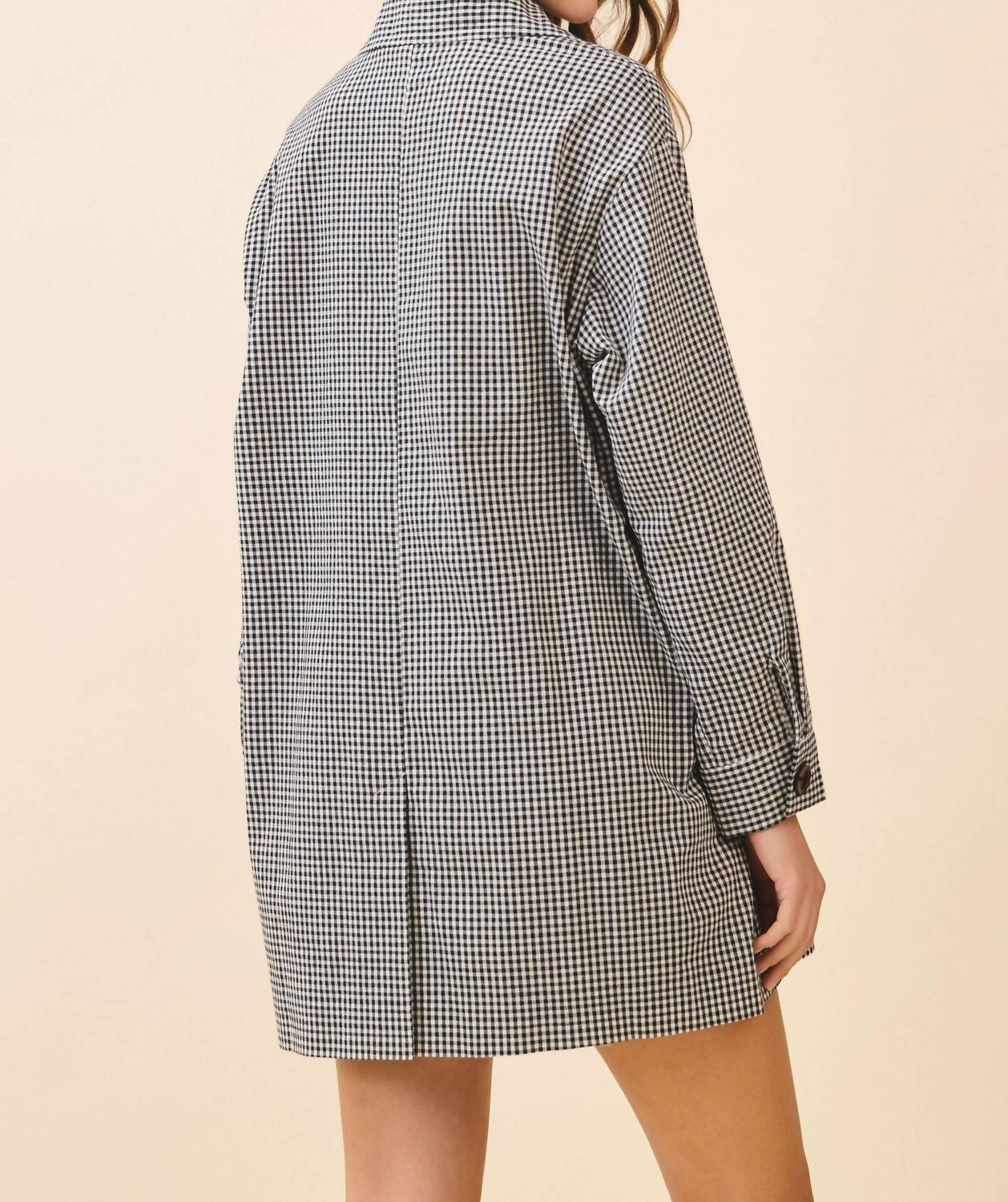 Tcec - Gingham Button Down Oversized Fit Jacket