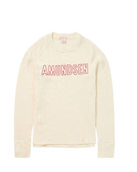 AMUNDSEN Women's Hero's Hide Crew Neck Jumper in natural logo - women's sweater