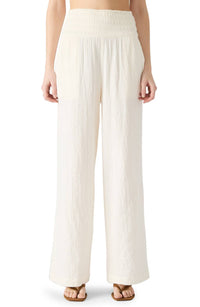 STEVE MADDEN Pomeline Stretch Cotton Guaze Pants in white - women's pants