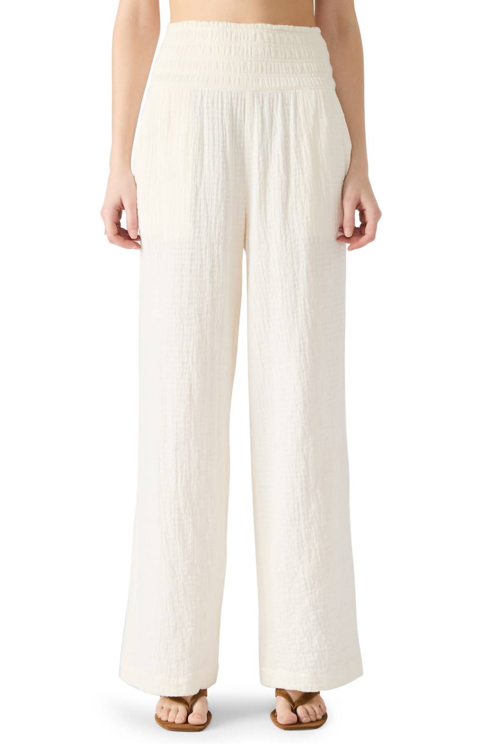 STEVE MADDEN Pomeline Stretch Cotton Guaze Pants in white - women's pants