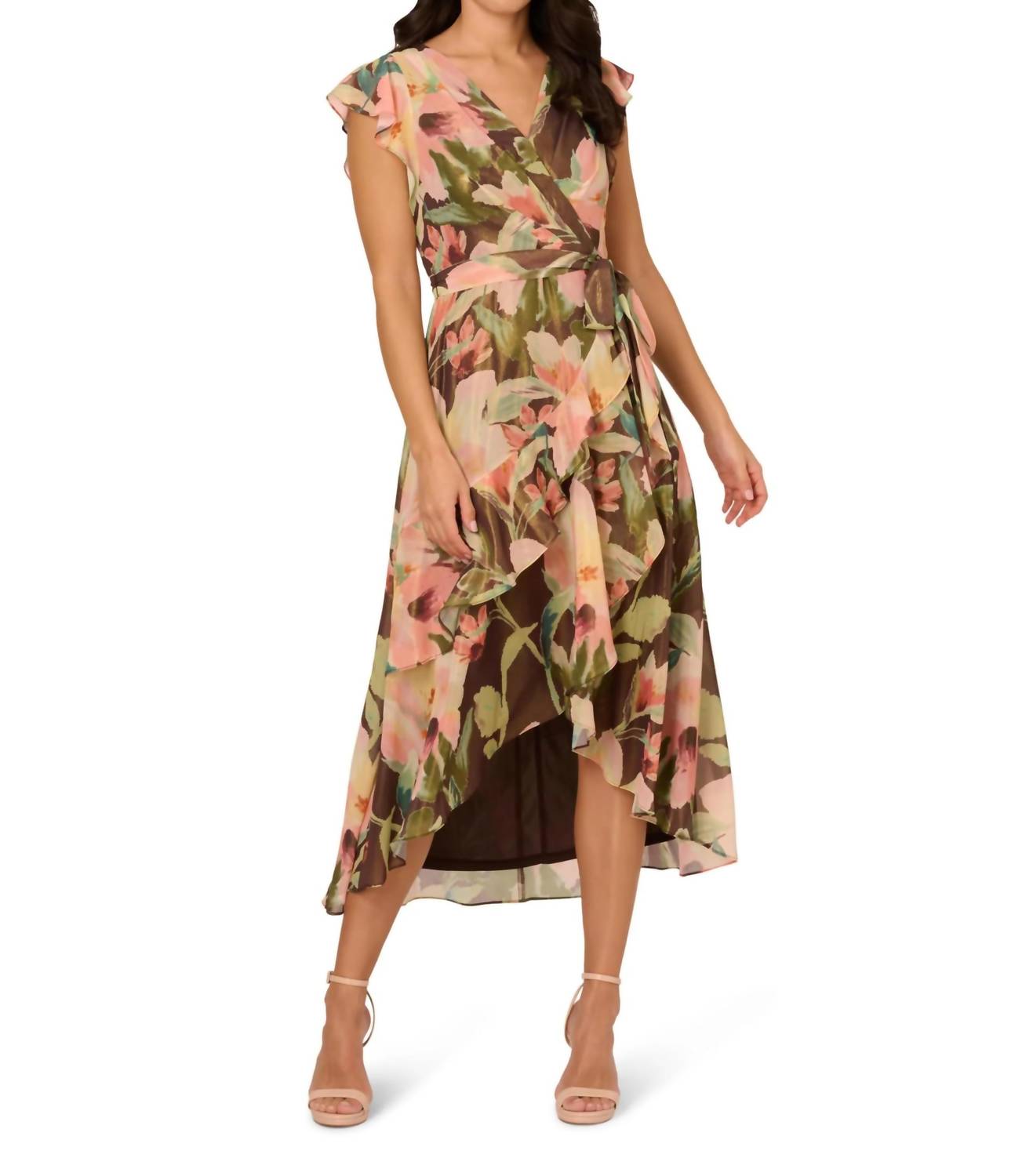 Adrianna Papell - Floral Hi Low Midi Dress