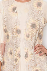 Origami Crochet Sunflower Vest in beige - women's jacket - view 4