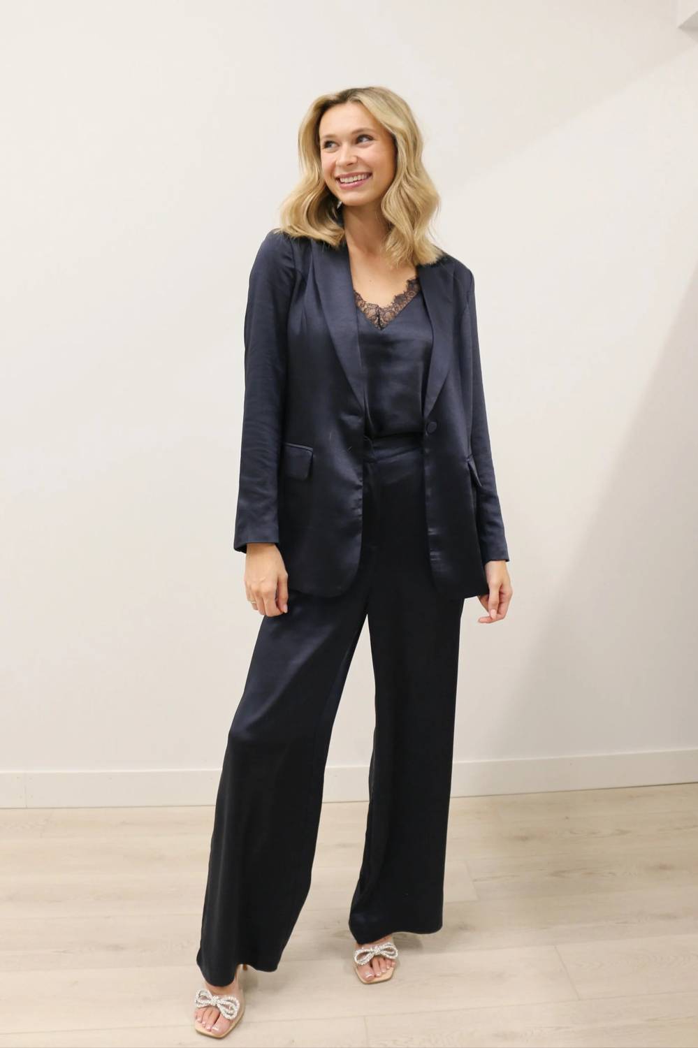 Skies Are Blue - Icon Brushed Satin Wide Leg Trousers