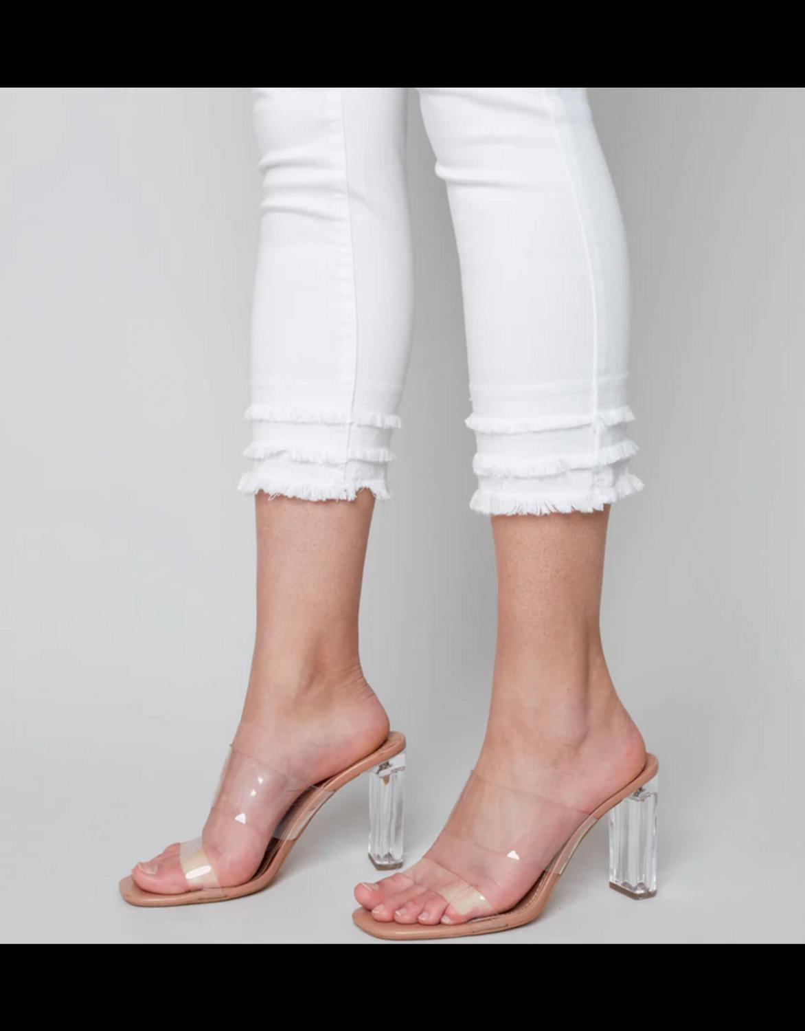 Charlie B - Mid Rise Slim Leg Frayed Hem Ankle Jean