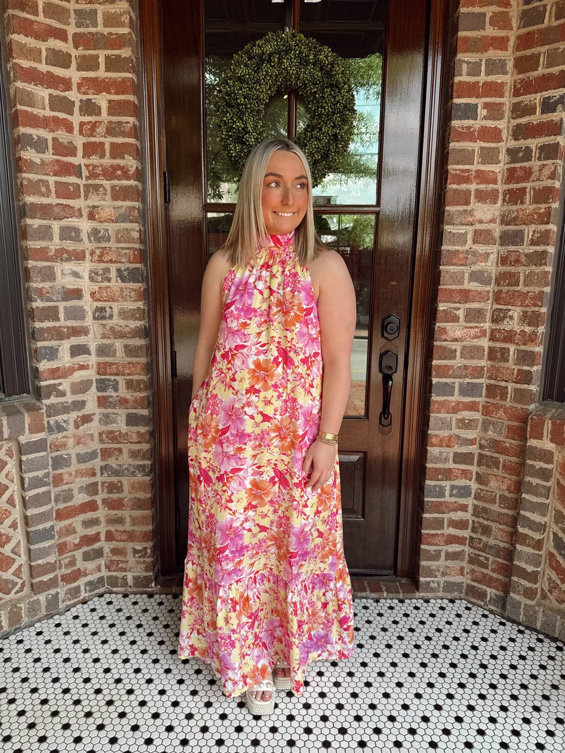 Entro - Halter Mock Neck Maxi Dress