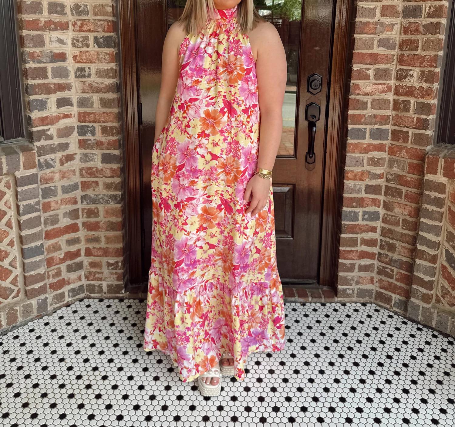 Entro - Halter Mock Neck Maxi Dress