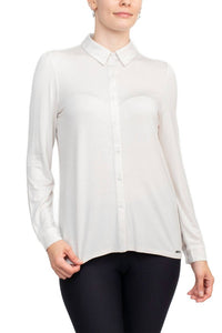 T Tahari - Collar Neck Cuff Button Detail Blouse