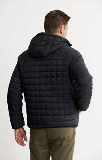 JACHS NEW YORK Light Quilted Hooded Puffer Jacket in black - men's jacket - alternate view