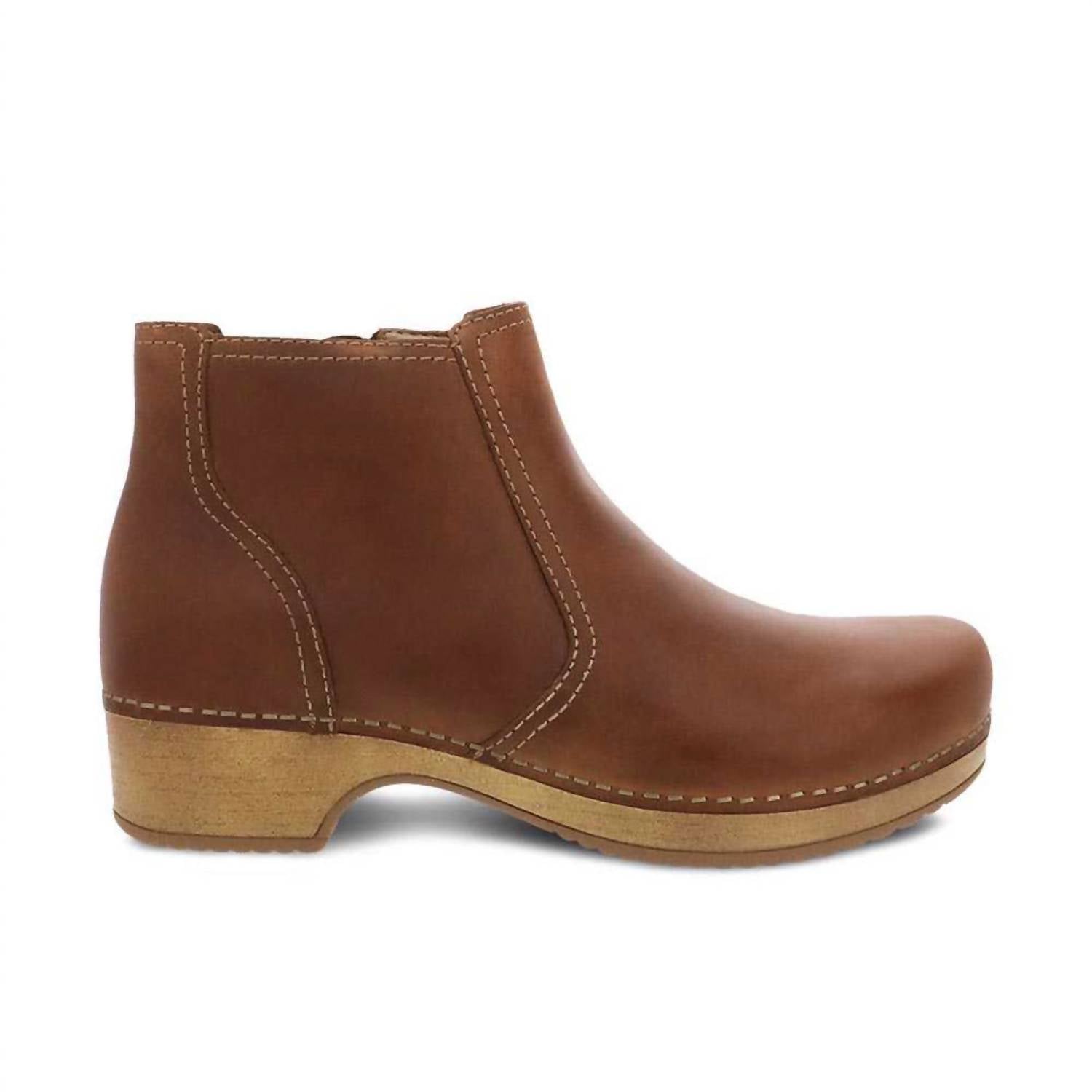 dansko Women's Barbara Oiled Pull Up Bootie in tan - women's shoe