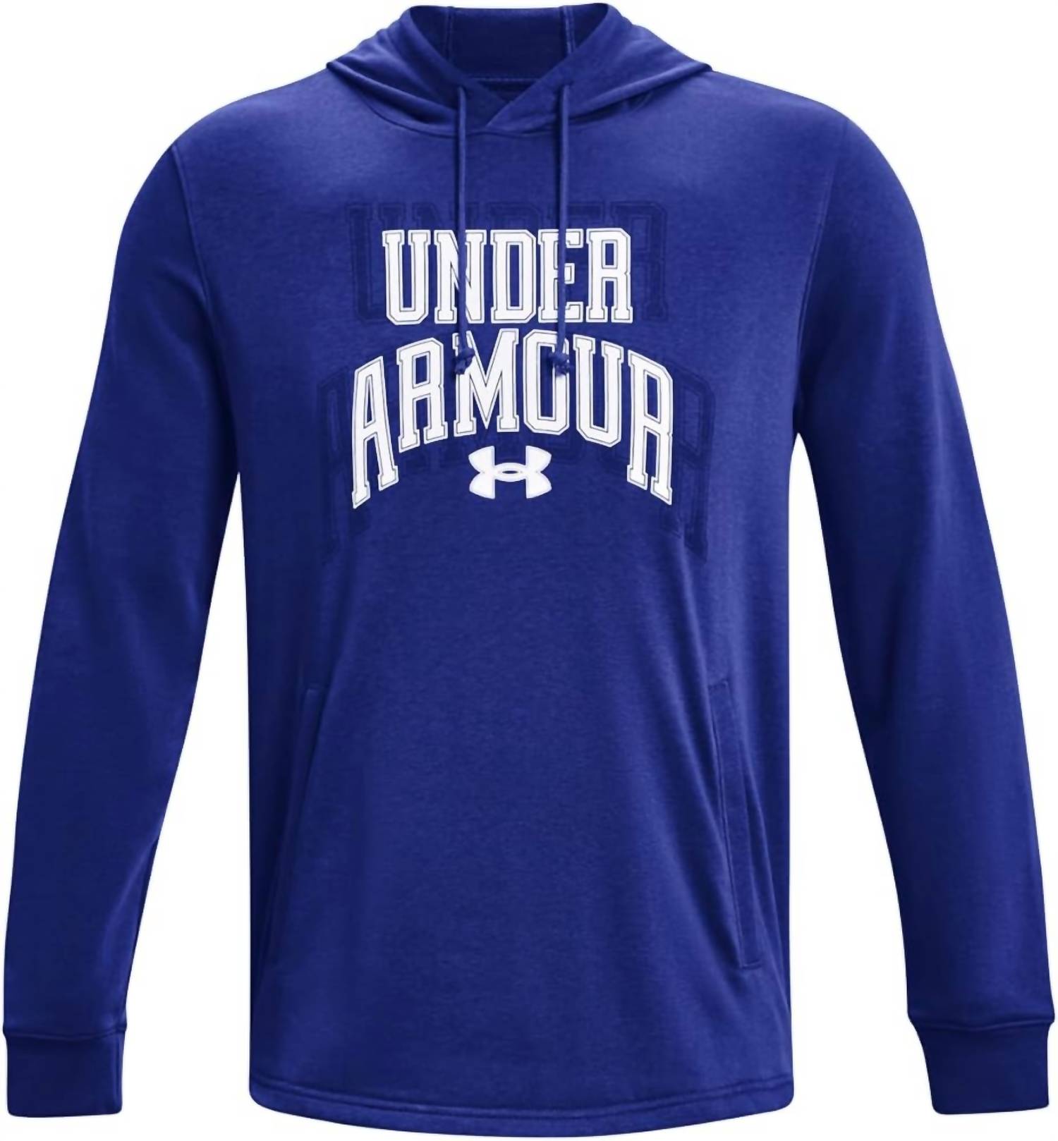 UNDER ARMOUR Men's Rival Terry Graphic Hood Long Sleeve Sweatshirt in blue - men's shirt