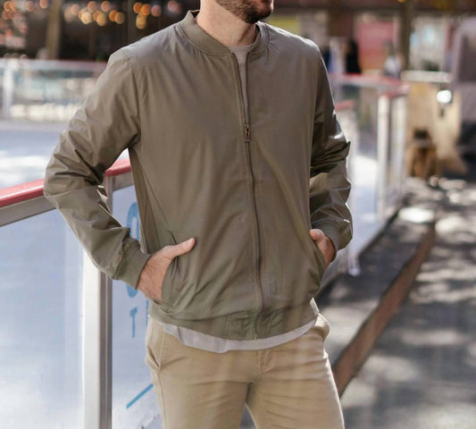Soulstar - Relaxed-fit Lightweight Stretch Zip-up Bomber Jacket
