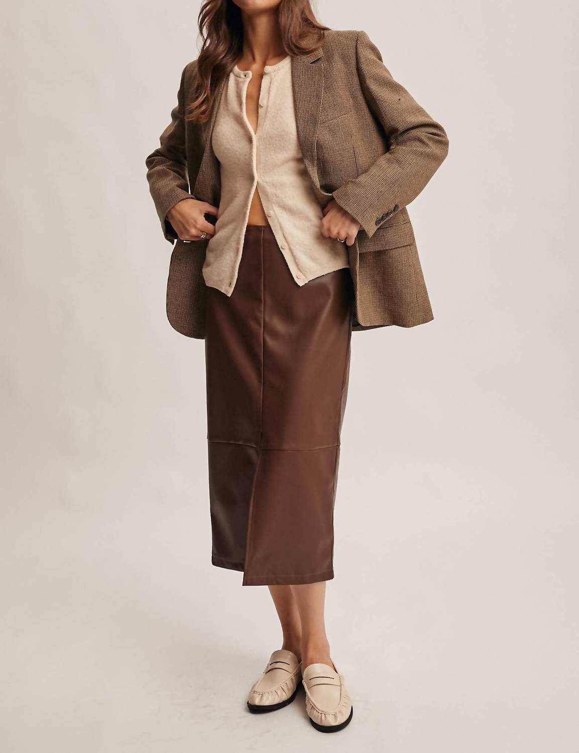 Forte - Sloan Vegan Leather Midi Skirt